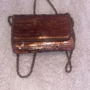 Sequin Chain Shoulder Bag in Copper